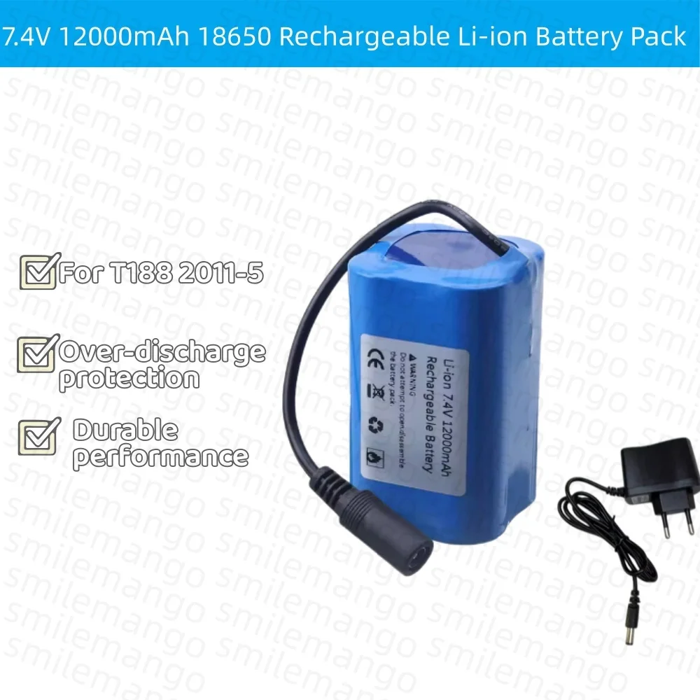 Fish Finder Charger - 7.4V 12000mAh Battery with USB Charger